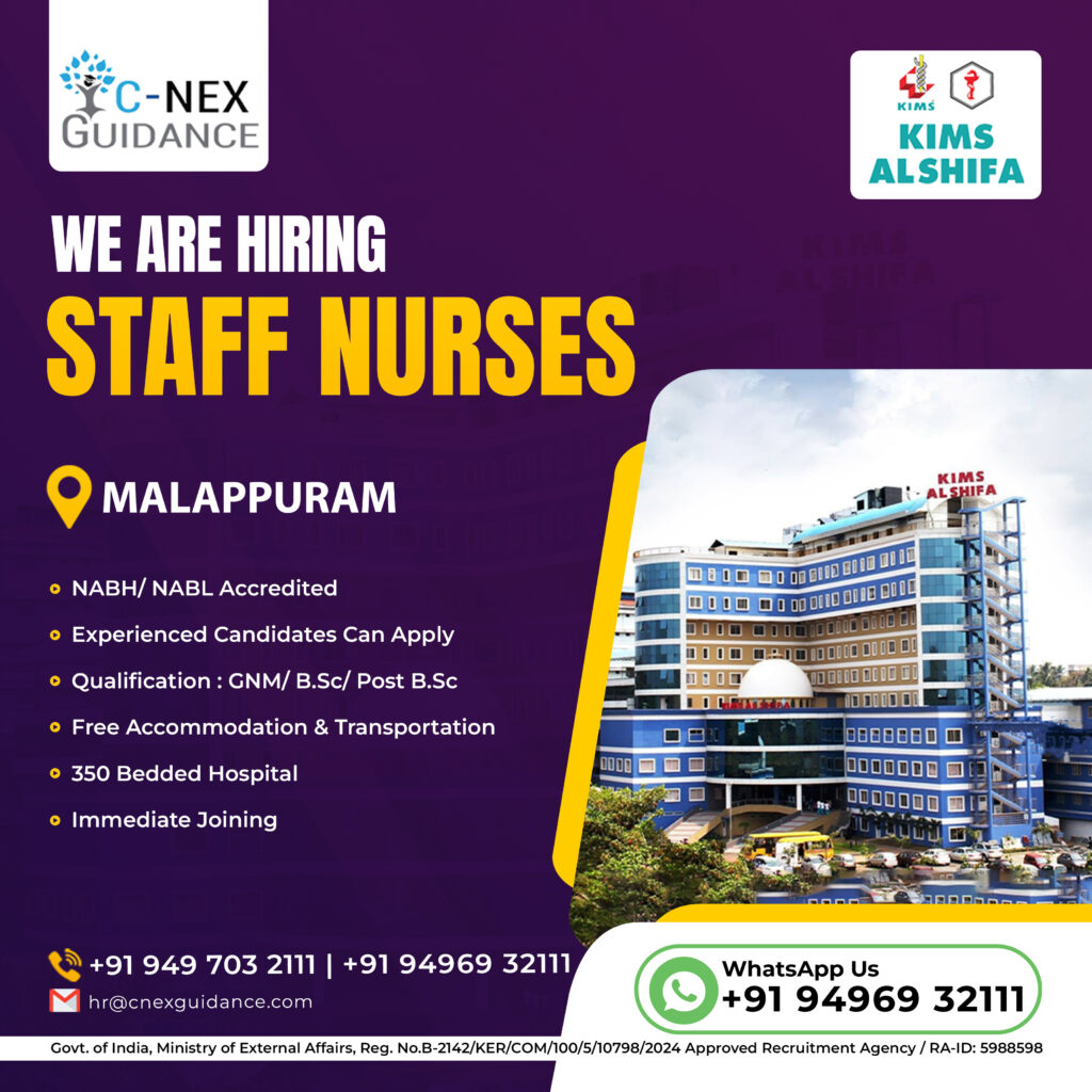 Nursing Recruitment for KIMS Al Shifa Hospital, Perinthalmanna