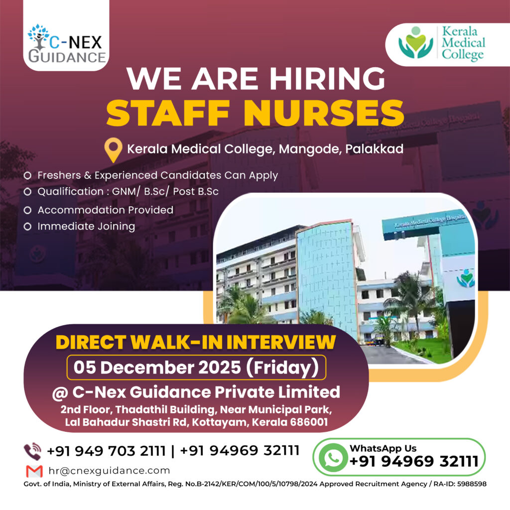 Nursing Recruitment for Kerala Medical College, Mangode, Palakkad