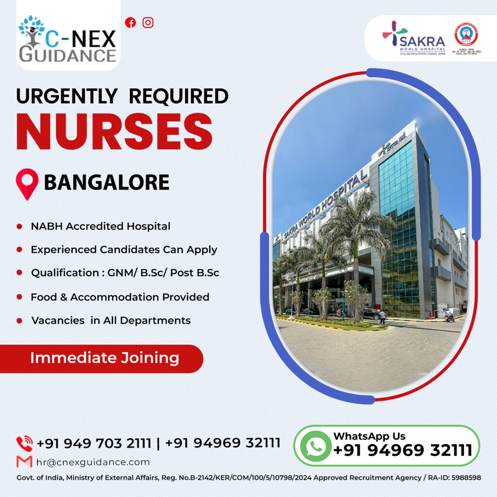 Nursing Recruitment for Sakra World Hospital, Bangalore