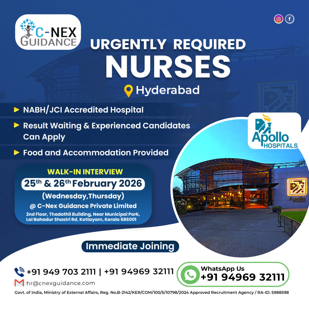 Nursing Recruitment for Apollo Hospitals, Hyderabad - Walk-In Interview