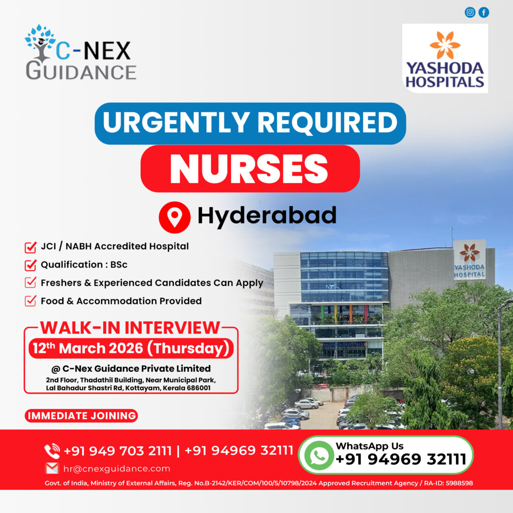 Nursing Recruitment for Yashoda Hospitals, Hyderabad - Walk In Interview at Kottayam